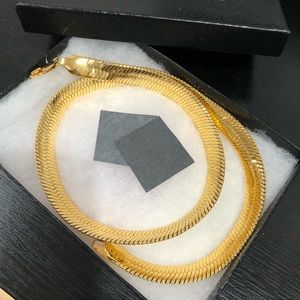 18k gold plated herringbone chain necklace